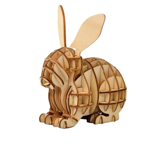 BESTonZON Holz Puzzle Kaninchen für Handgefertigtes Holzpuzzle Pädagogisches DIY Hand Auge koordination und Kreativität Sicheres Glattes Material Geschenk für Jungen und Mädchen von BESTonZON
