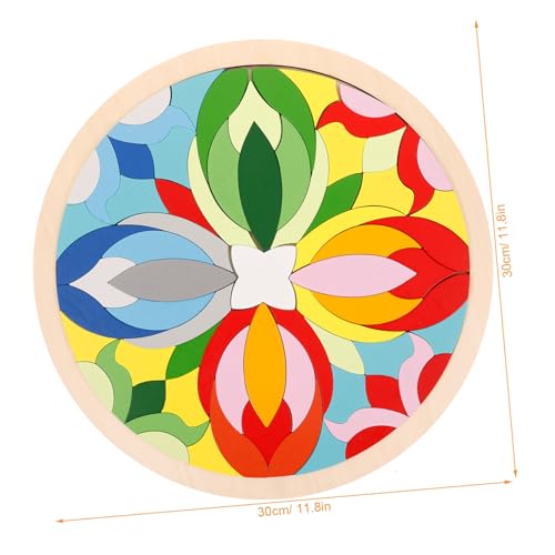 BESTonZON Holz Puzzle Lernspielzeug aus Natürlichem Holz mit Buntem Mandala Regenbogen Design Fördert Räumliches Denken Kreativität und Hand Auge koordination Pädagogisch für Vorschulkinder von BESTonZON