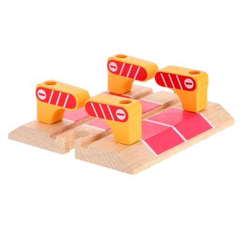 BESTonZON Holz Roadblock Spielset für Eisenbahnstation Zubehör Kreative Holzeisenbahn Erweiterung Flexibles Bahnübergang Fördert Feinmotorik und Familienzeit von BESTonZON