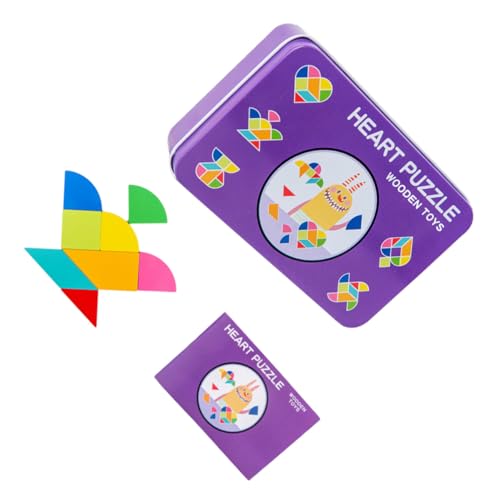BESTonZON Holz Tangram Puzzle mit Teilen Buntes Geometrisches Lernspielzeug für Solides Holz mit Kindersicherer Farbe Inklusive Aufbewahrungsbox Fördert Kreativität und Geduld von BESTonZON