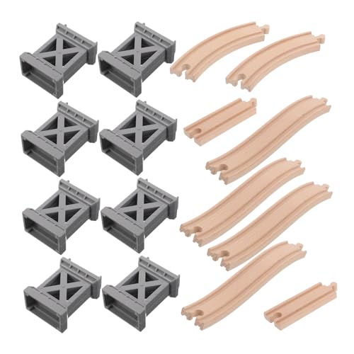 BESTonZON Holz Zugspielzeug Gleisbrücke mit Aufsteigenden Geschwungenen Schienen und Pfeilern Kompatibel mit Holz und Kunststoffschienen Fördert Kreatives Familien Spiel und Realistische von BESTonZON