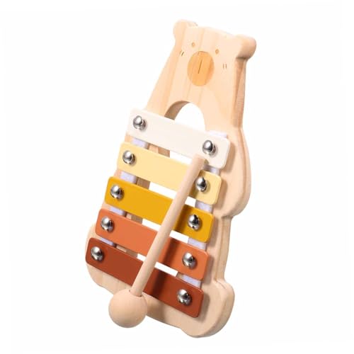 BESTonZON Holz-xylophon mit Bärendesign für Montessori Schlaginstrument Langlebiges Percussion-musikspielzeug Fördert Rhythmus und Koordination für Frühe Musikalische Entwicklung von BESTonZON