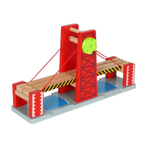 BESTonZON Holzeisenbahn Brücke mit Hebefunktion Kompatibel mit Thomas Zug DIY Zugschienen Erweiterbar für Ab Jahren Motorikförderndes Eisenbahnspielzeug von BESTonZON