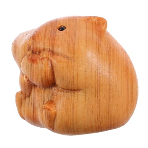 BESTonZON Holzhandwerk Kleine Holzstatue Tierauto-armaturenbrettdekor Hamster-heimdekoration Holzgeschnitzter Hamster Tierstatue Aus Holz Geschnitzt Kleine Tiere Tiere Ornamente Khaki von BESTonZON