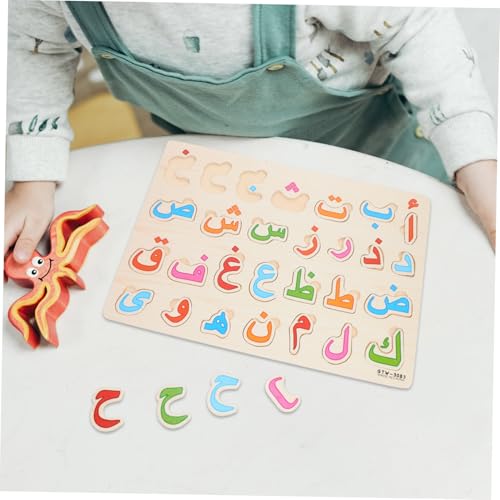 BESTonZON Holzpuzzle Arabisches Alphabet Lernspielzeug für Langlebiges Farbenfrohes Montessori Kognitive Logisches Holzpuzzle für Frühe Bildung und Buchstabenverständnis von BESTonZON