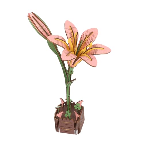BESTonZON Holzpuzzle Blume Lilie DIY Bausatz für Erwachsene Blumenstrauß Bastelset Holzmodell Bausatz für Familie und Freunde Geschenk zu Geburtstag Muttertag und Heimdekoration von BESTonZON