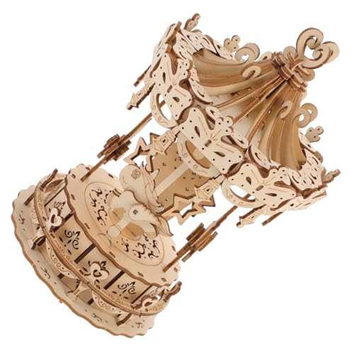 BESTonZON Holzpuzzle Teilig Rotierendes Karussell Modell DIY Selbstmontage Lernspielzeug für Erwachsene aus Natürlichem Langlebigem Holz ohne Klebstoff von BESTonZON