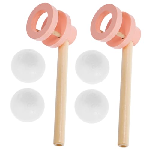 BESTonZON Holzspielzeug Blasball Schwimmende Balancespiel Partyspielzeug Lustiges Pustespiel zur Luft Gleichgewichtsübung Interaktives Familienspiel für Drinnen und Draußen von BESTonZON