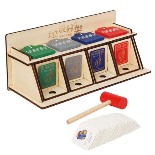 BESTonZON Holzspielzeug DIY Mülltrennung Spielset Montessori Lernspielzeug Feinmotorik Beobachtung und Umweltbewusstsein Pädagogisches Spiel für Vorschulkinder von BESTonZON