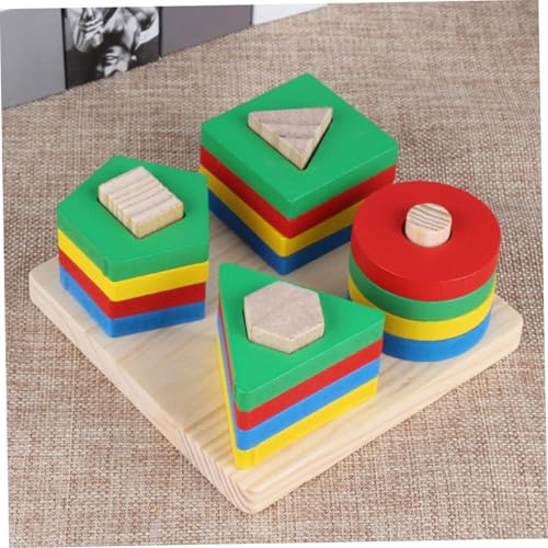 BESTonZON Holzspielzeug Geometrische Bausteine Kognitive Intelligenzspielzeug Montessori Lernspielzeug für Junge Mädchen Ab Monate mit Rundem Design und Sicherer Verarbeitung von BESTonZON