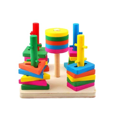 BESTonZON Holzspielzeug Geometrische Formen Farbige Lernbausteine Teiliges Pädagogisches Steckspielzeug für Frühförderung und Farberkennung BESTonZON Holzspielzeug Geometrische Formen Farbige Lernbausteine Teiliges Pädagogisches Steckspielzeug für Frühförderung und Farberkennung von BESTonZON