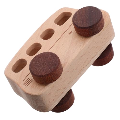 BESTonZON Holzspielzeug Hölzern Klein Fahrzeugspielzeug Busspielzeug Für Babys Kinderspielzeug Spielzeugfahrzeug Bezauberndes Busmodell Tragbar Busförmiges Modell Buche Beige von BESTonZON