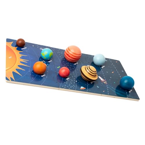 BESTonZON Holzspielzeug Planeten Puzzle für Sonnensystem Lernspielzeug Sichere Montessori Früherziehung Kognitive Hand Auge koordination Interaktives Eltern Junge Mädchen Spiel von BESTonZON