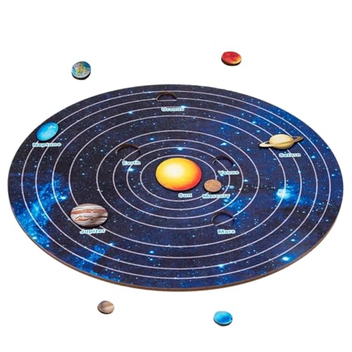 BESTonZON Holzspielzeug Solar System Puzzle für Montessori Planetenspiel mit Planeten Pädagogisches Steckpuzzle Kreativität Feinmotorik und Kognitiven Fähigkeiten von BESTonZON