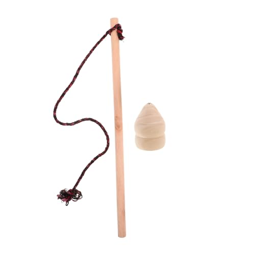 BESTonZON Holzspintop mit Schnur Handgefertigter Traditioneller Holzspintop für Outdoor Fitness und Bewegung Langlebiger Massivholz Retro Spintop mit Peitsche Geeignet für Erwachsene und von BESTonZON
