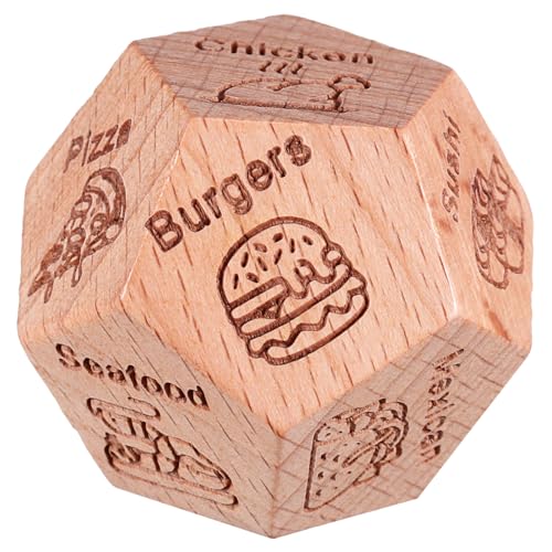 BESTonZON Holzwürfel Lebensmittelentscheider Spiele Essen-Spiel Tasche Lebensmittelentscheidung Holzstütze Abendessen Kleines Essen Mehrseitig Für Entscheidungsträger Buchsbaum von BESTonZON