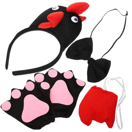 BESTonZON Hühner Kostüm Set mit Haarreif Fliege und Handschuhen Niedliches Osterkostüm für Jungen und Mädchen Geeignet für Fasching Halloween Party und Tier Cosplay von BESTonZON