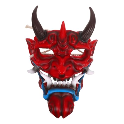 BESTonZON Japanische Hannya Dämonenmaske Halloween Masquerade Halbgesichtsmaske Verstellbar Unisex Grösse Für Kostüm-party Festival von BESTonZON