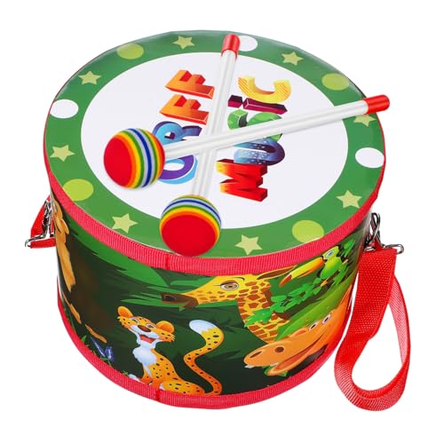 BESTonZON Junge Mädchen Trommel mit Sticks Pädagogisches Musikinstrument für Fördert Rhythmusgefühl und Konzentration Doppelseitiges Cartoon Design Lernspielzeug für Junge Trommler BESTonZON Junge Mädchen Trommel mit Sticks Pädagogisches Musikinstrument für Fördert Rhythmusgefühl und Konzentration Doppelseitiges Cartoon Design Lernspielzeug für Junge Trommler von BESTonZON