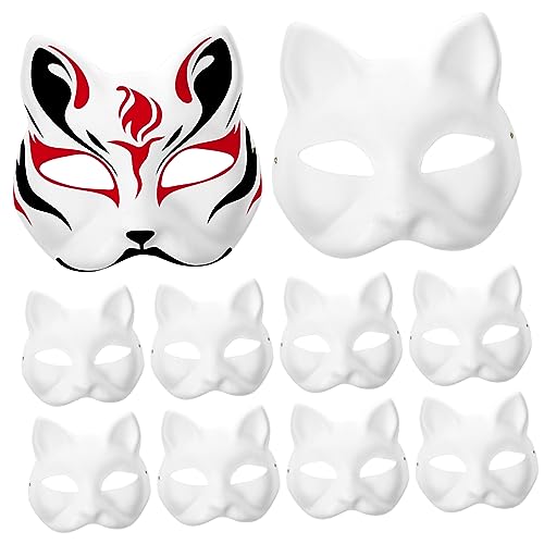 BESTonZON Katzenmaske Zum Bemalen DIY Handgemalte Weiße Maske Für Kindergarten Lehrmittel Halloween Maskerade Kostü Zubehör Cosplay Tiermasken von BESTonZON
