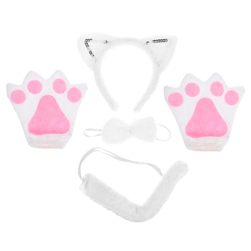 BESTonZON Katzenohren Stirnband und Weiße Handschuhe Katzenpfoten Tierkostüm Cosplay Party Halloween Verstellbar Flauschiges Accessoire für Damen und Mädchen BESTonZON Katzenohren Stirnband und Weiße Handschuhe Katzenpfoten Tierkostüm Cosplay Party Halloween Verstellbar Flauschiges Accessoire für Damen und Mädchen von BESTonZON