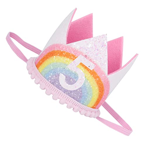 BESTonZON Kindergeburtstags Partyhut Regenbogen Kronen Haarband Leichtes Kreatives Stirnband mit Blumen für Geburtstag Fotoshooting und Festdekoration von BESTonZON