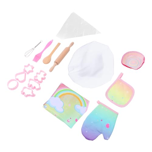 BESTonZON Kinderküchen Dinosaurier schürze Doppel Taschen Kindgerechtes Backzubehör Pädagogisches Rollenspiel für Mädchen und Jungen Fördert Kreativität und Selbstständigkeit von BESTonZON