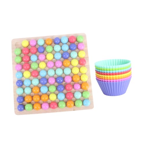 BESTonZON Kinderspielzeug Holz Kugel Puzzle Bunte Regenbogen Perlen Motorikspielzeug Pädagogisch Interaktives Lernspiel für Mädchen Jungen Eltern Junge Mädchen Spiel von BESTonZON