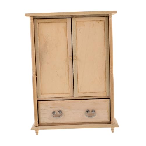 BESTonZON Kleiderschrank Beige Vintage Stil Robust Viel Stauraum Realistische Puppenmöbel für Schlafzimmer und Wohnräume für DIY und Sammler von BESTonZON