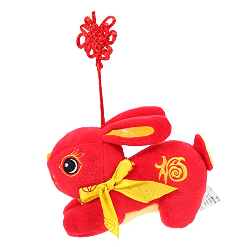 BESTonZON Kleine Hasenpuppe Festliches Hasenspielzeug Maskottchen Kaninchenpuppe Maskottchen-Kaninchen- Tierkreis-Kaninchen-Ornament Dekoratives Maskottchen Kaninchen Polyester Rot von BESTonZON