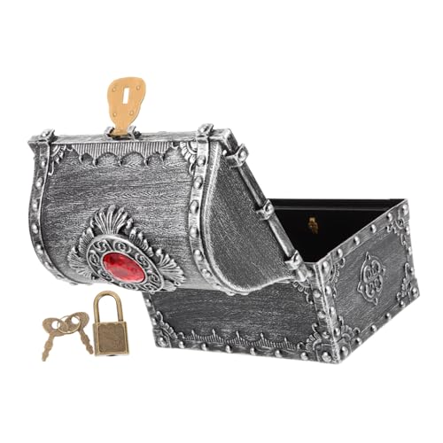 BESTonZON Kleine Schatzkiste Aus Hochwertigem Material Dekorative Box Im Vintage-Stil Aufbewahrungsbox Für Andenken Und Kleine Gegenstände Mit Schloss Und Schlüssel Für Piratendekor Und von BESTonZON