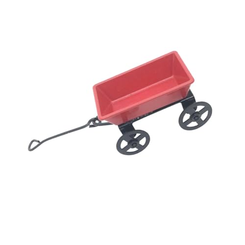 BESTonZON Kleine Zug Karren Dekoration Anhängerzubehör Puppenhaus-Miniaturen Mini- tiegerbalm red mini gartenwerkzeug Mini-Hausgartenwerkzeug Mini-Gartenwagen- Legierung rot von BESTonZON