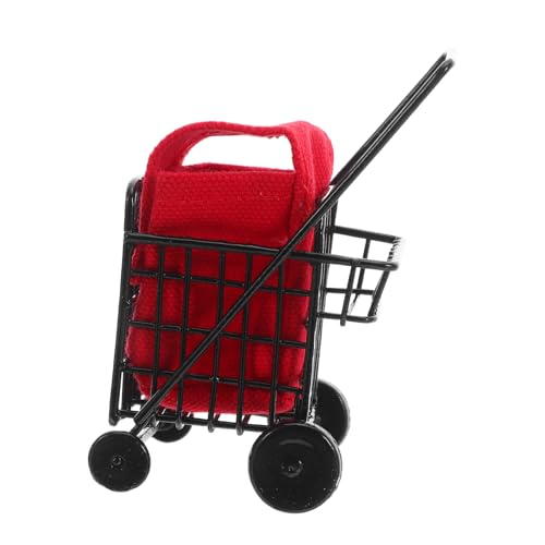 BESTonZON Kompakter Einkaufswagen für Realistischer Kleiner Supermarkt Trolley für Puppenhaus Küche und Rollenspiele von BESTonZON