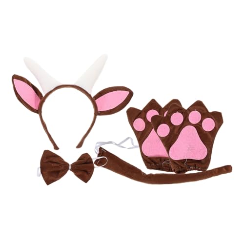 BESTonZON Kostümset mit Ziegenohren Haarreifen und Fliege Kreatives Cosplay Zubehör für Halloween und Partys Adorable Outfit für Frauen und Mädchen von BESTonZON