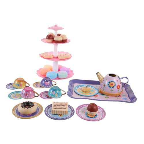 BESTonZON Kinder Teeservicem Kreatives Teeservice Für 17 Teiliges Set Mit Und Tassen Im Blumigen Design Ideal Für Rollenspiele Und Fantasievolles Für Kleinkinder Ab 3 Jahren Kids Toys von BESTonZON