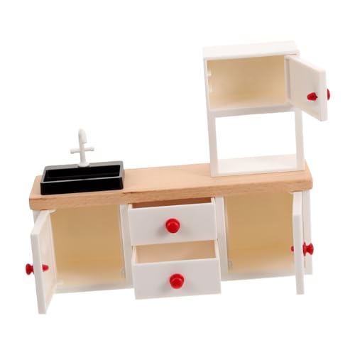 BESTonZON Küchen Spüle mit Weißem Holzschrank Langlebig und Realistisch für DIY Puppenhaus Dekoration und Mini Haus Zubehör BESTonZON Küchen Spüle mit Weißem Holzschrank Langlebig und Realistisch für DIY Puppenhaus Dekoration und Mini Haus Zubehör von BESTonZON