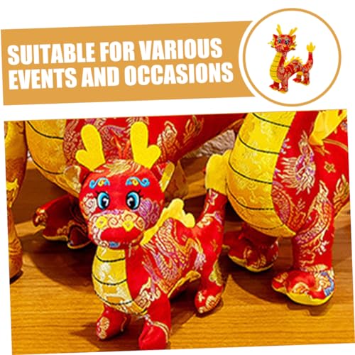 BESTonZON Kuscheliges Drachenplüschtier Rotes Stofftier Chinesisches Neujahrsmaskottchen Glücksbringer Dekoration für Zuhause Party Auto und Freunde von BESTonZON