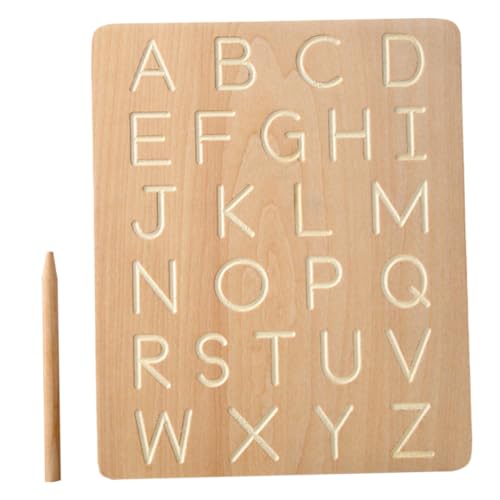 BESTonZON Lernspielzeug für Jungen und Mädchen Schreibtafel mit Alphabet-Buchstaben Aus Holz für Jungen und Mädchen Schreib- und Nachverfolgungsspielset von BESTonZON