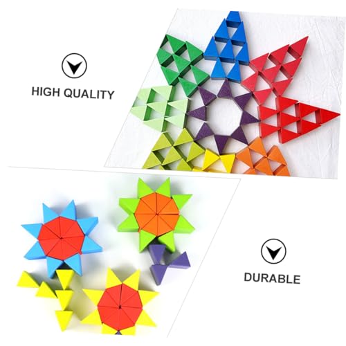 BESTonZON Lernspielzeug Holz Puzzle Bunte Geometrische Bausteine mit Bodenplatte Fördert Logisches Kreativität und Hand Auge Koordination Geeignet für Vorschulkinder von BESTonZON