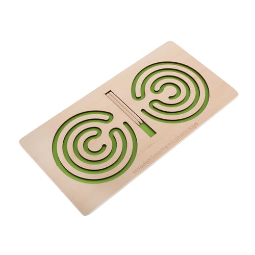 BESTonZON Lernspielzeug für Kleiner Futterautomat Spielzeugball Kordelzüge Motorikspielzeug Gehirnentwicklung Labyrinth-Brett Meditationsspiel Holz Light Green von BESTonZON