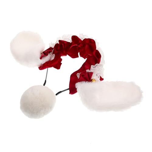 BESTonZON Lustiges Hasenohren Stirnband und Plüsch Hasenschwanz mit Spitzenband Weiß und Weinrot Cosplay Party Kostüm Zubehör für Mädchen und Ostern von BESTonZON