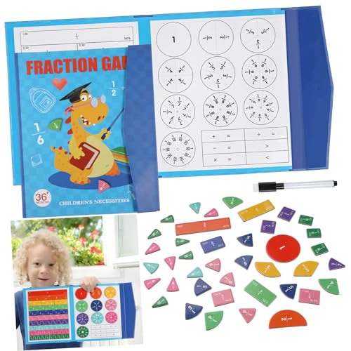 BESTonZON Magnetisches Montessori Bruchrechnen Lernbuch mit Abwischbarer Oberfläche Tragbares Magnetisches Bruchteilsystem Leichtes Mathematik Lehrmaterial für Interaktives Lernen Unterwegs von BESTonZON
