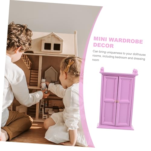BESTonZON Maßstab Holzschrank Dekor mit Doppelter Tür für Schlafzimmer und Ankleidezimmer Puppenhaus Zubehör für Mädchen und Sammler Stilvolle Mini Möbel von BESTonZON