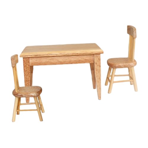 BESTonZON Maßstab Miniatur Holztisch mit Stühlen Realistische Miniaturmöbel für Puppenhaus Dekoration und Szenerie Kompakt und Vintage BESTonZON Maßstab Miniatur Holztisch mit Stühlen Realistische Miniaturmöbel für Puppenhaus Dekoration und Szenerie Kompakt und Vintage von BESTonZON