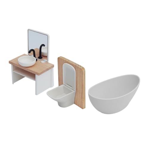 BESTonZON Maßstab Realistische Puppenhaus Möbel mit Toilette Waschbecken Dusche Kreative Dekoration und Lernspielzeug BESTonZON Maßstab Realistische Puppenhaus Möbel mit Toilette Waschbecken Dusche Kreative Dekoration und Lernspielzeug von BESTonZON