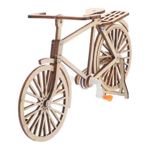BESTonZON Mechanisches Holzmodell Fahrrad DIY Bike mit Riemenantrieb Miniatur Fahrrad Figurine als Wissenschaftslernspielzeug für Naturfarbenes Langlebiges Modell zur Physik Dekoration von BESTonZON