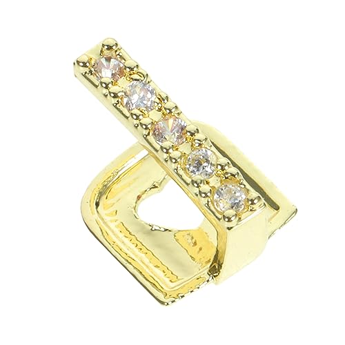 BESTonZON Metallgitter für Zähne Strasssteine Mund Rave lächeln Halloween Costume Halloween Kleidung geburtstagseinladungen Tooth gems Rapper-Zubehör Single-Mouth-Grill Kupfer Golden von BESTonZON