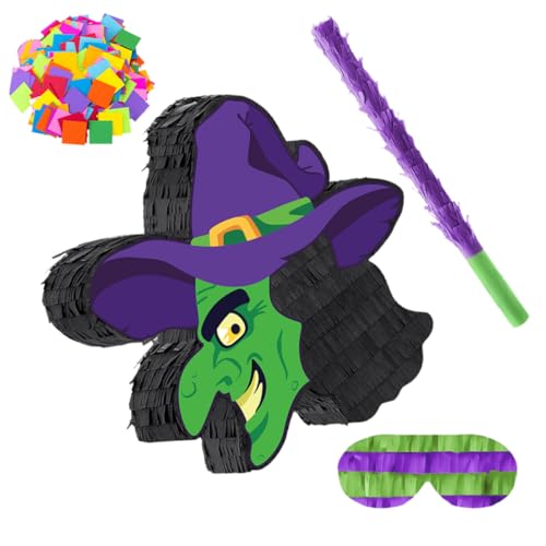 BESTonZON Mexikanische Halloween Hexen-piñata mit Augenbinde und Papierkonfetti Papierspielzeug für Partyspiele und Foto-requisiten Dekorative Hexen-piñata für Halloween-feiern BESTonZON Mexikanische Halloween Hexen-piñata mit Augenbinde und Papierkonfetti Papierspielzeug für Partyspiele und Foto-requisiten Dekorative Hexen-piñata für Halloween-feiern von BESTonZON