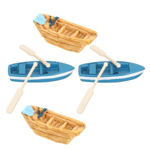 BESTonZON Mikro Landschaftsboot Miniatur Schiffsmodell aus Resin mit Ruder Strand Deko für Puppenhaus und DIY Micro Landschaft Stabile Langlebige Boote für Tisch Gartenornamente von BESTonZON