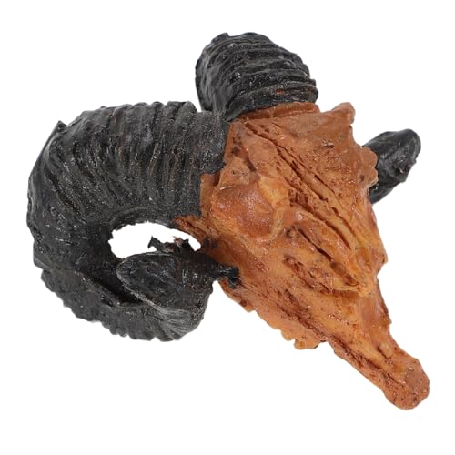 BESTonZON Mikrolandschaft Ziegenschädel Miniatur Schädel Bastelarbeiten Halloween Miniaturen Holz Tierstatue Tierkopf Skulpturen Schaffiguren Ziegen Outdoor Statue Miniatur Skulptur Harz von BESTonZON